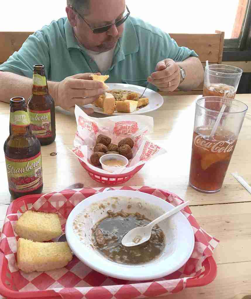 Eating gumbo in Salida