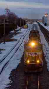 Union Pacific Railroad train along the overland trails in Sutherland